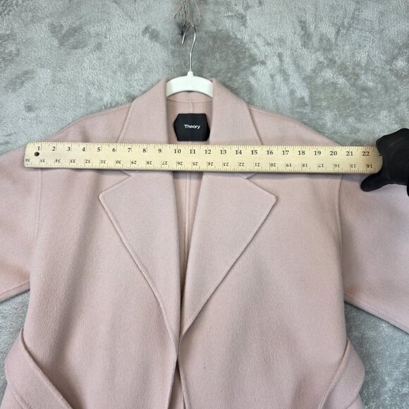 Theory Jacket Womens Petite P Pink Wool Cashmere Belted Open Front 3/4 Sleeve - Picture 12 of 15